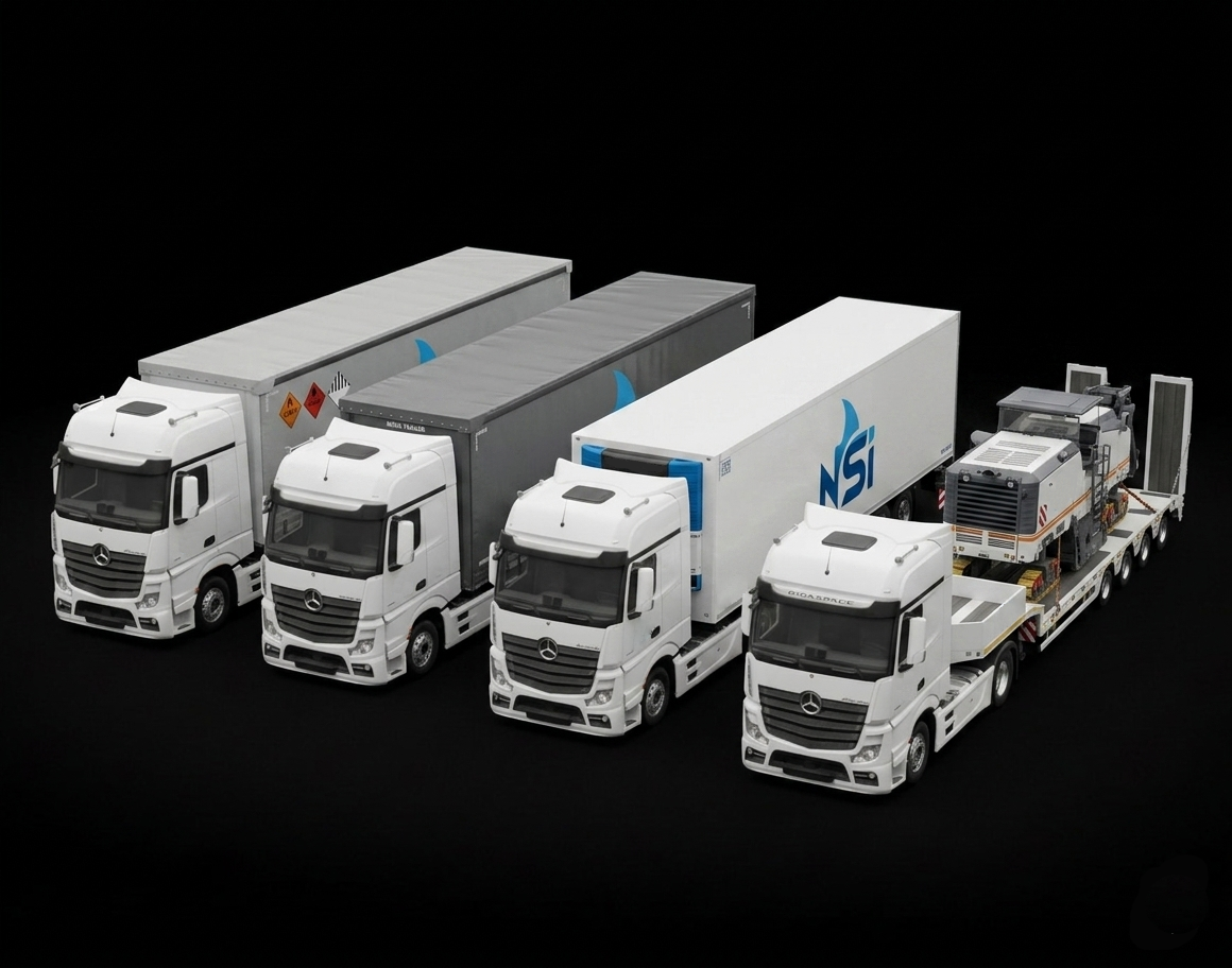 NSI Logistics fleet of trucks and trailers